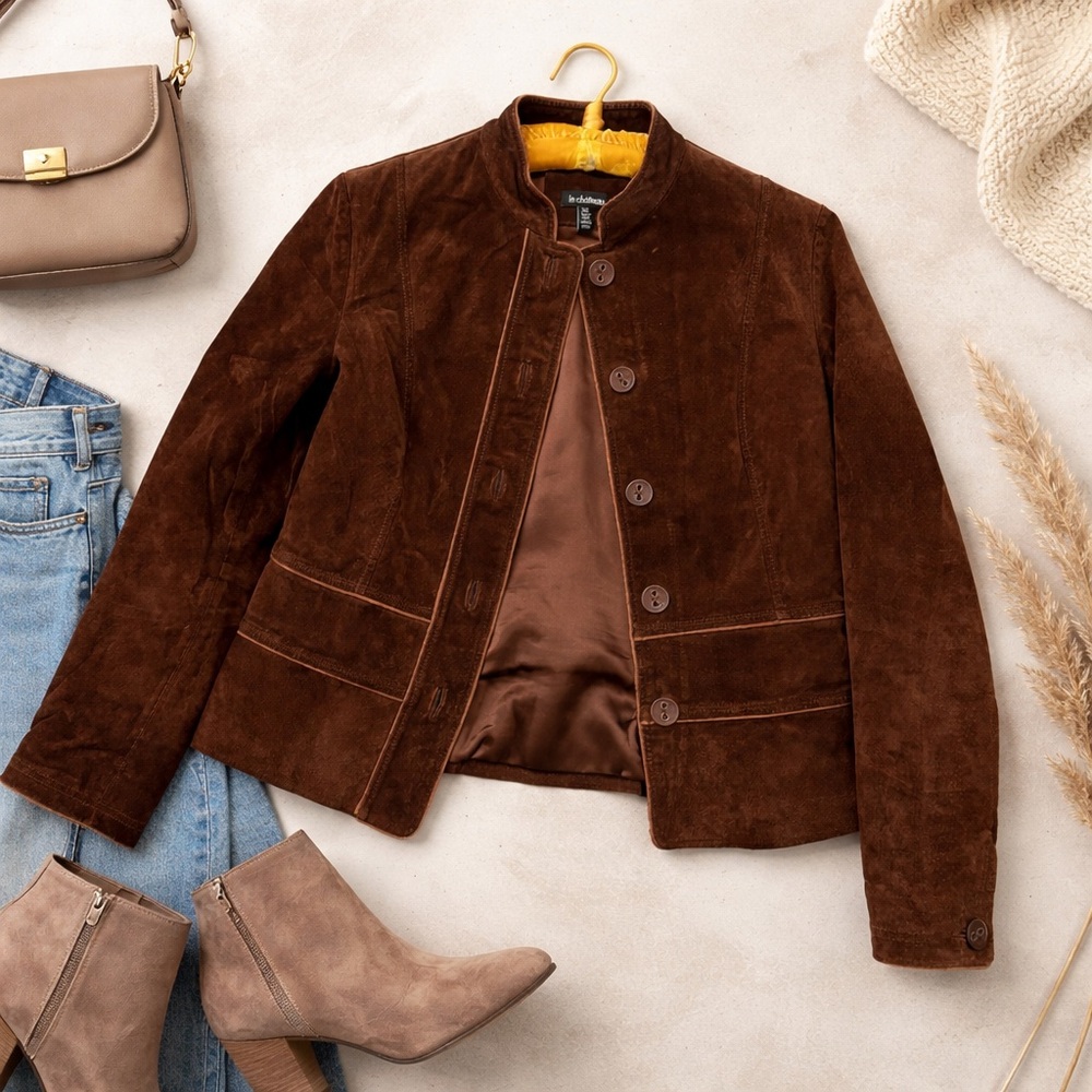 ✨ Vintage Suede Leather Jacket – Le Château – Tailored Fit
